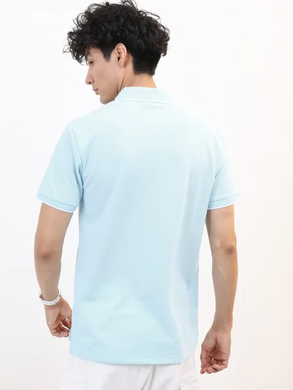  Highlander Men Blue Solid Polo Collar Polo T-Shirts
