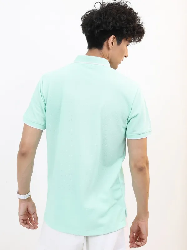  Highlander Men Sage Solid Polo Collar Polo T-Shirts