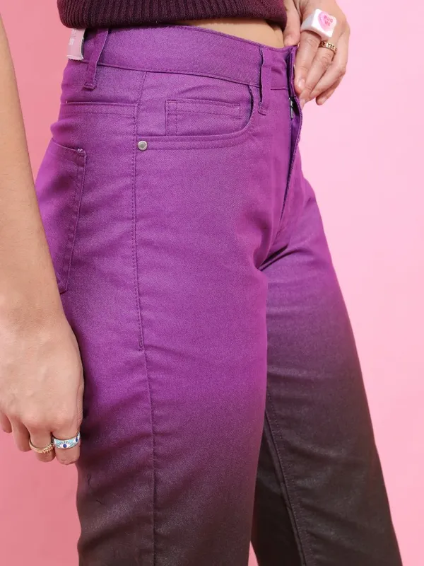  Tokyo Talkies Women Burgundy Flared Clean Look Jeans