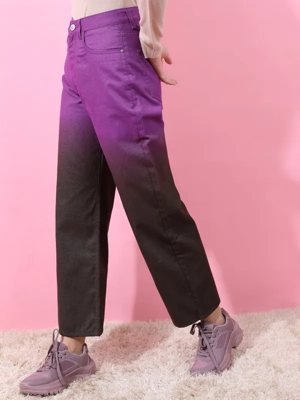  Tokyo Talkies Women Burgundy Dad Fit Clean Look Jeans