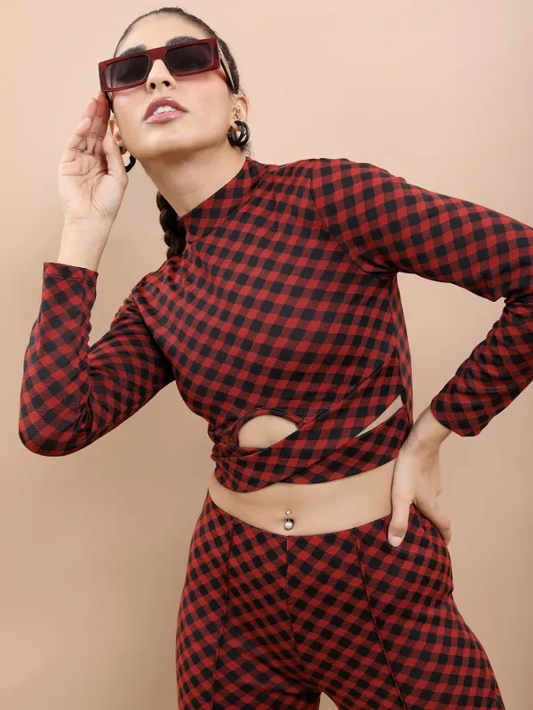 Tokyo Talkies Women Multi Checked Peplum Top