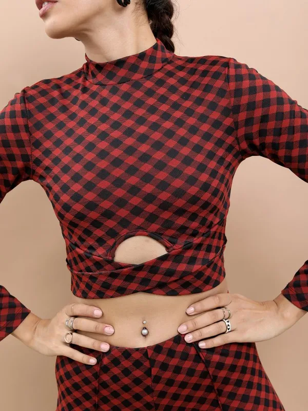 Tokyo Talkies Women Multi Checked Peplum Top