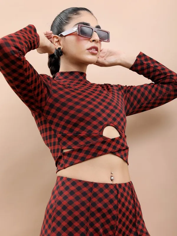 Tokyo Talkies Women Multi Checked Peplum Top