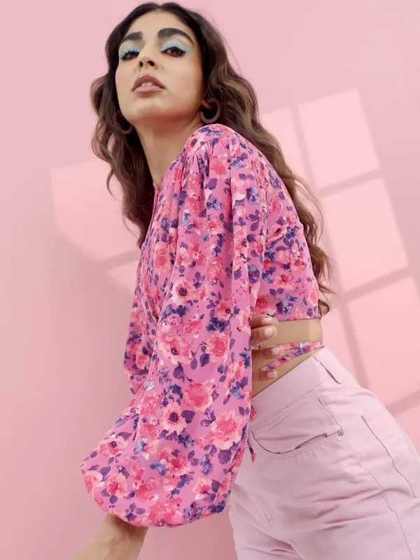  Tokyo Talkies Women Pink Printed Regular Tops