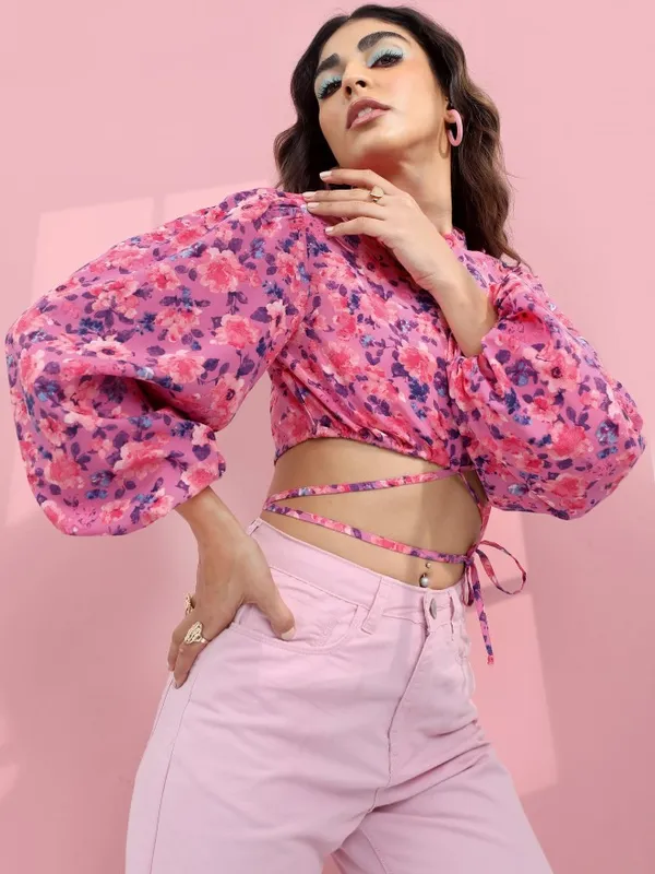  Tokyo Talkies Women Pink Printed Regular Tops