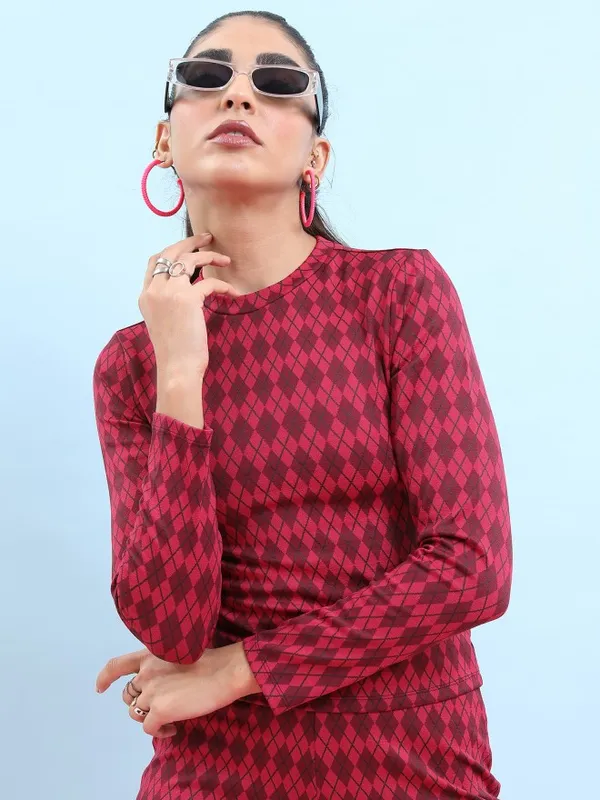 Tokyo Talkies Women Pink Printed Regular Top