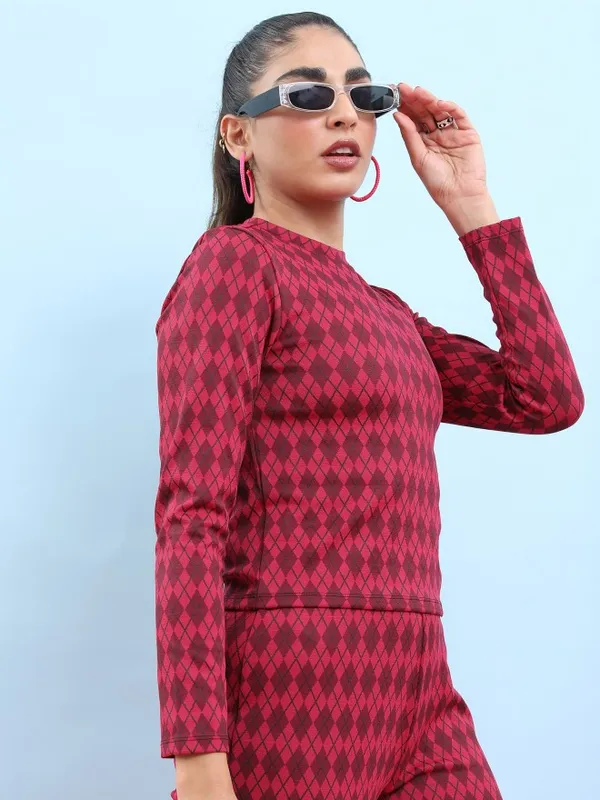 Tokyo Talkies Women Pink Printed Regular Top