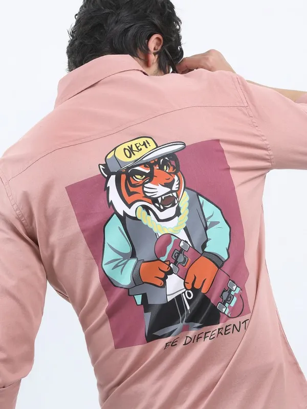  Ketch Men Pink Printed Slim Fit Casual Shirts