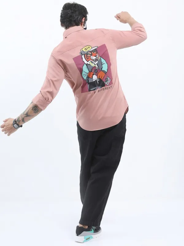  Ketch Men Pink Printed Slim Fit Casual Shirts