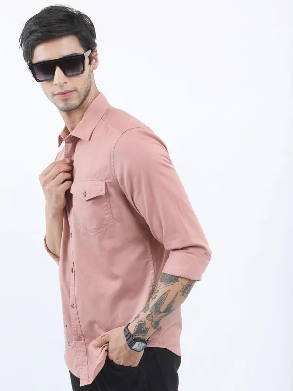  Ketch Men Pink Printed Slim Fit Casual Shirts
