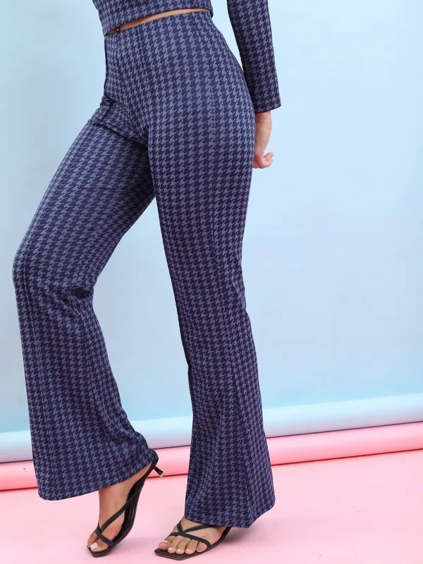  Tokyo Talkies Women Multi Self Design Bootcut Casual Trousers