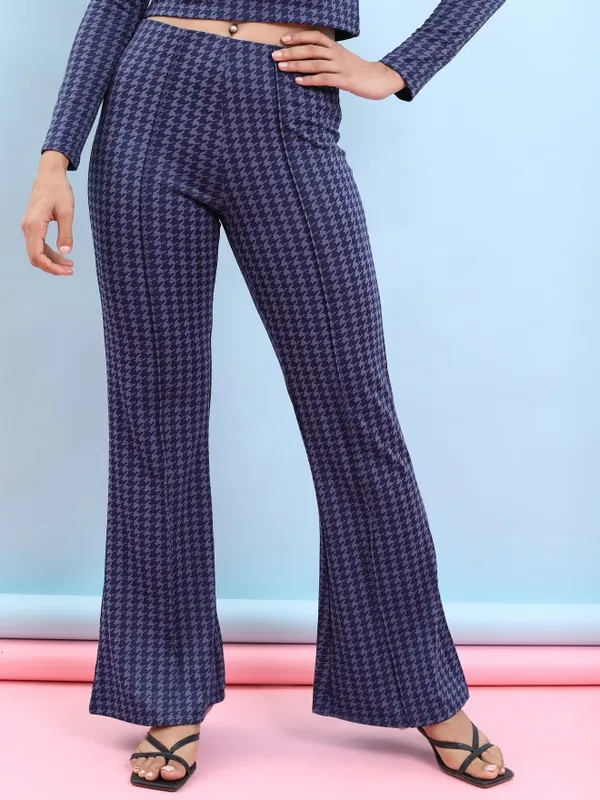  Tokyo Talkies Women Multi Self Design Bootcut Casual Trousers