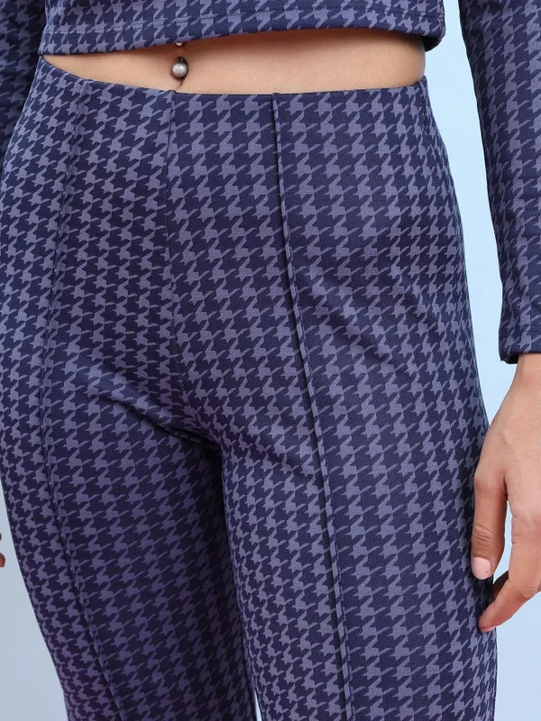  Tokyo Talkies Women Multi Self Design Bootcut Casual Trousers