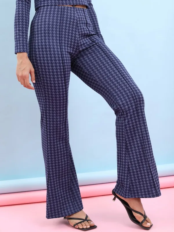  Tokyo Talkies Women Multi Self Design Bootcut Casual Trousers