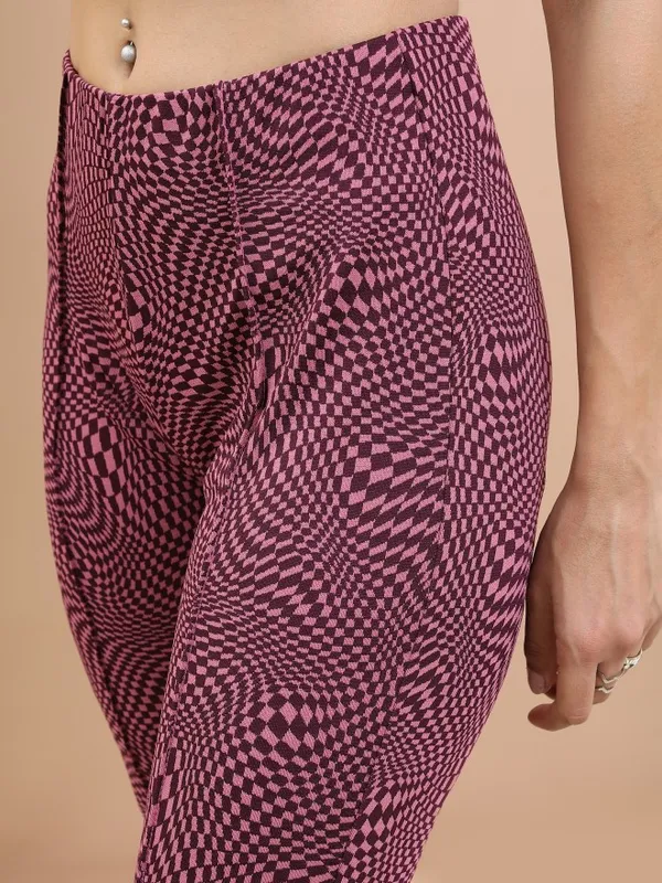 Tokyo Talkies Women Multi Self Design Bootcut Casual Trouser