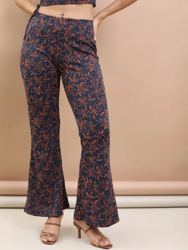  Tokyo Talkies Women Multi Self Design Bootcut Casual Trousers