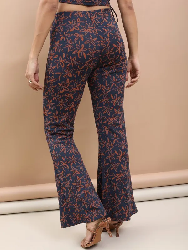  Tokyo Talkies Women Multi Self Design Bootcut Casual Trousers