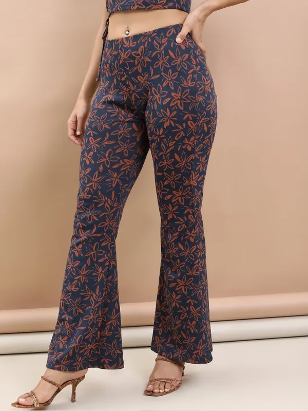  Tokyo Talkies Women Multi Self Design Bootcut Casual Trousers