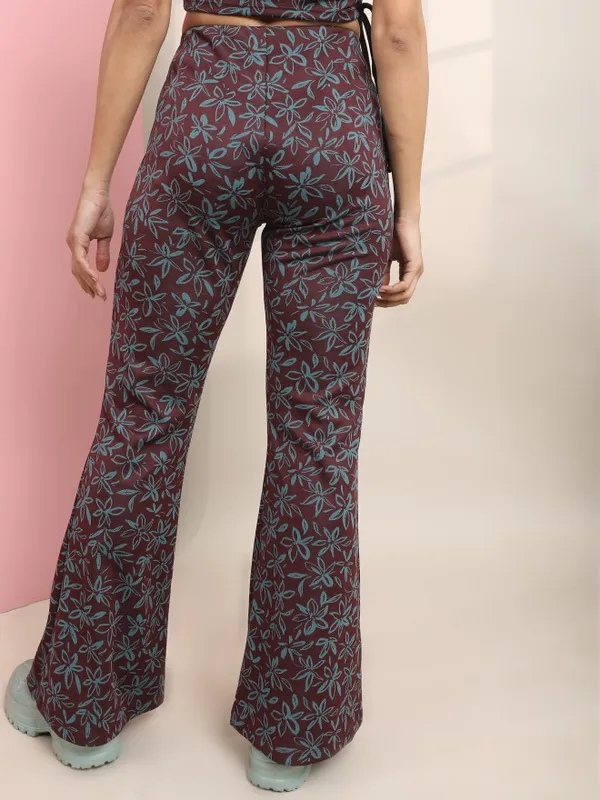  Tokyo Talkies Women Multi Self Design Bootcut Casual Trousers