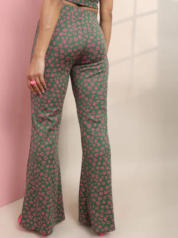  Tokyo Talkies Women Multi Self Design Bootcut Casual Trousers