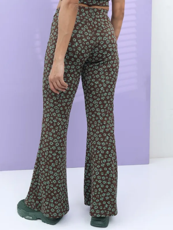  Tokyo Talkies Women Brown Printed Regular Fit Casual Trousers