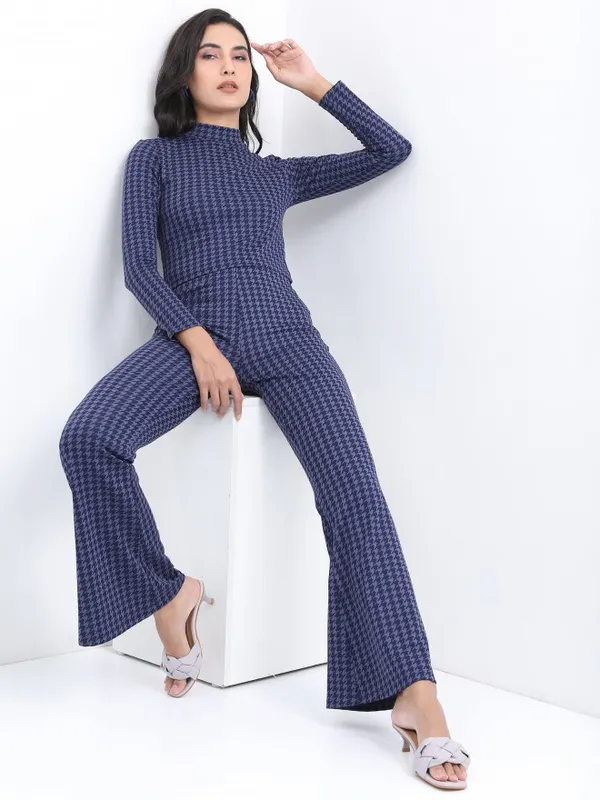  Tokyo Talkies Women Blue Printed Regular Fit Casual Trousers