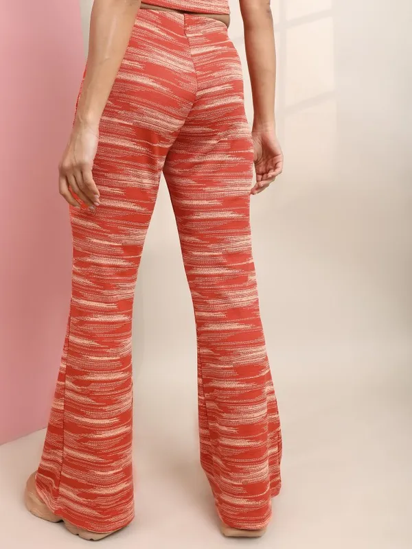  Tokyo Talkies Women Multi Self Design Bootcut Casual Trousers