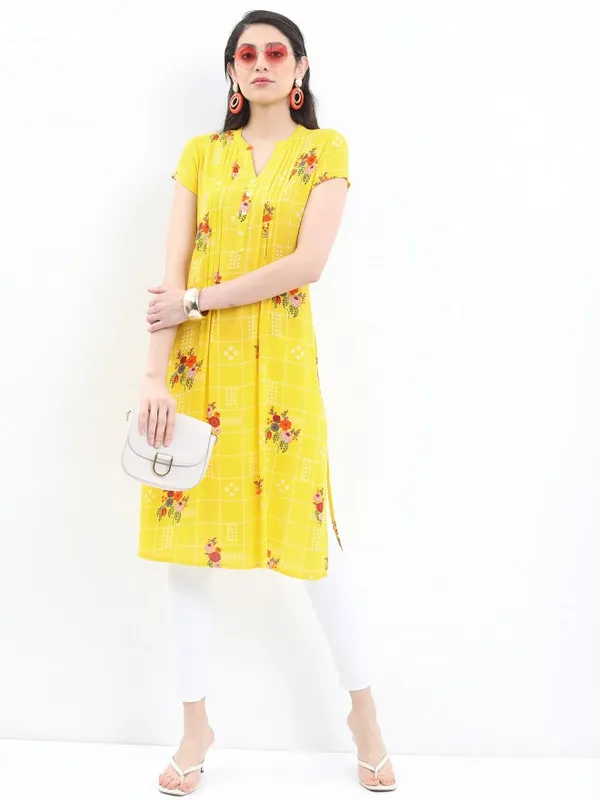  Vishudh Women Yellow Printed Tunics