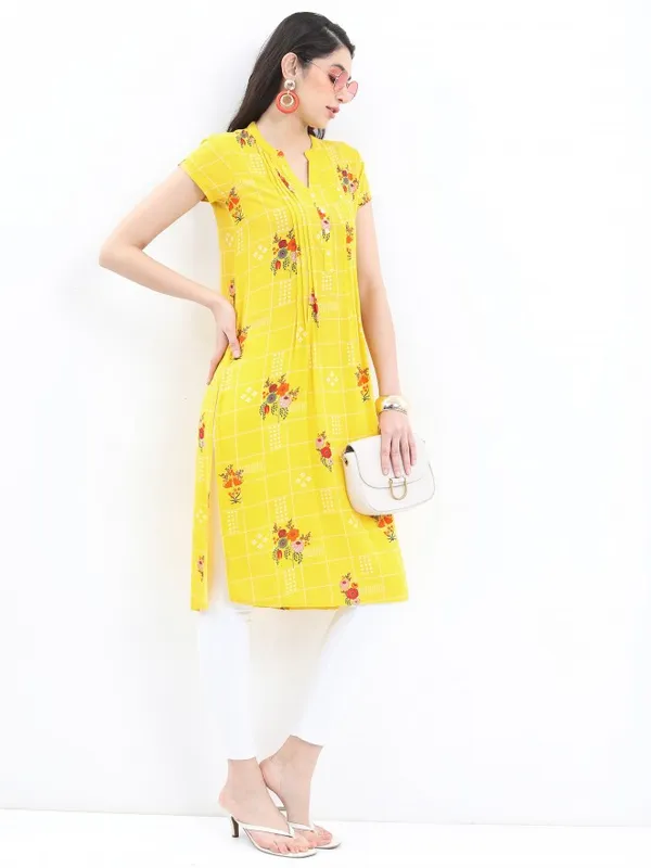  Vishudh Women Yellow Printed Tunics