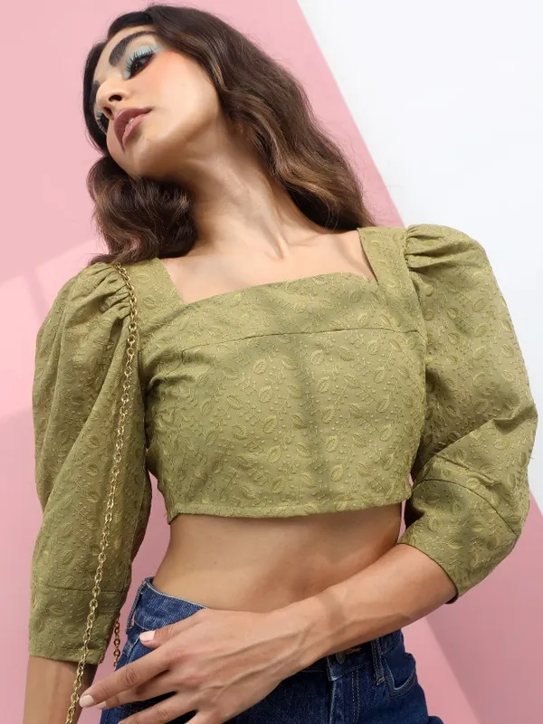  Tokyo Talkies Women Green Printed Regular Tops