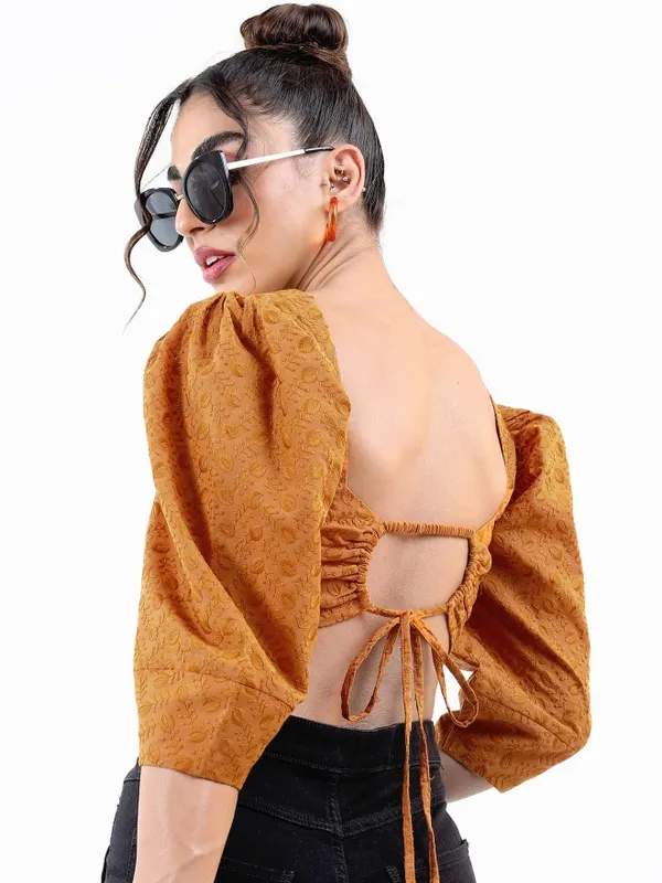  Tokyo Talkies Women Brown Printed Peplum Tops