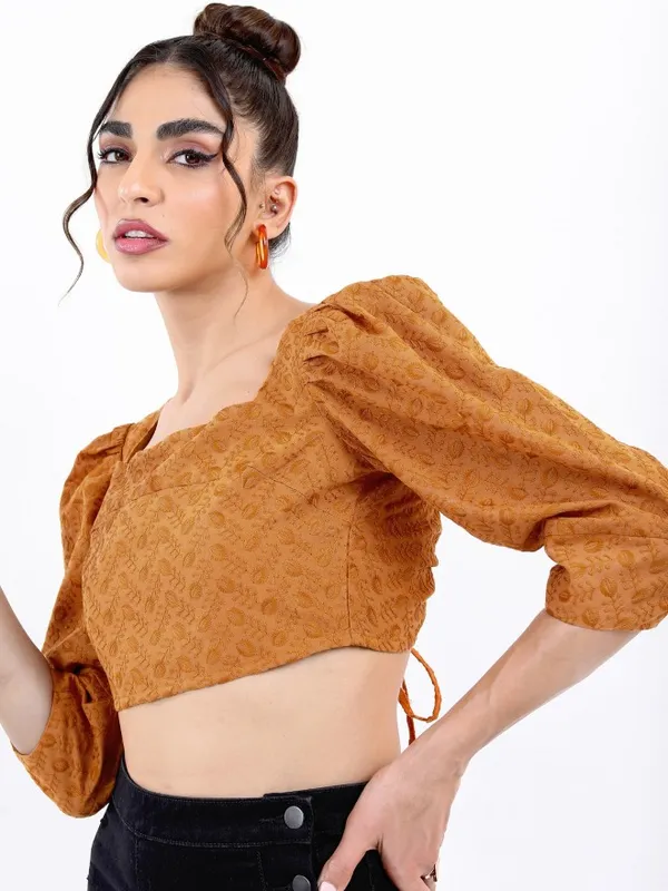  Tokyo Talkies Women Brown Printed Peplum Tops