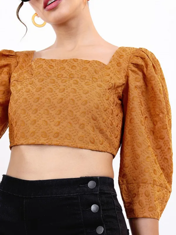  Tokyo Talkies Women Brown Printed Peplum Tops
