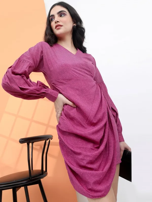  Tokyo Talkies Women Pink Printed Wrap Dresses
