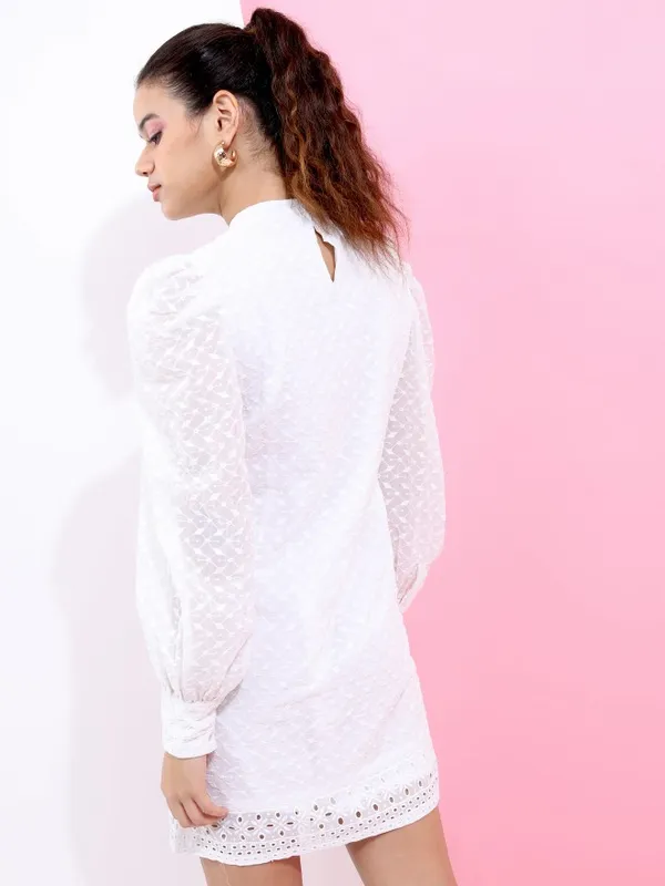  Tokyo Talkies Women White Self Design A-Line Dresses