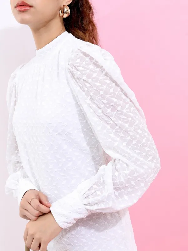  Tokyo Talkies Women White Self Design A-Line Dresses