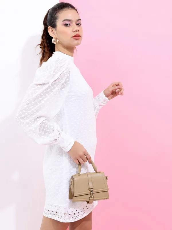  Tokyo Talkies Women White Self Design A-Line Dresses