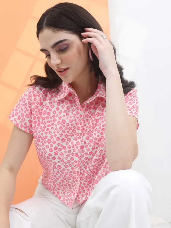  Tokyo Talkies Women Pink Printed Casual Shirts
