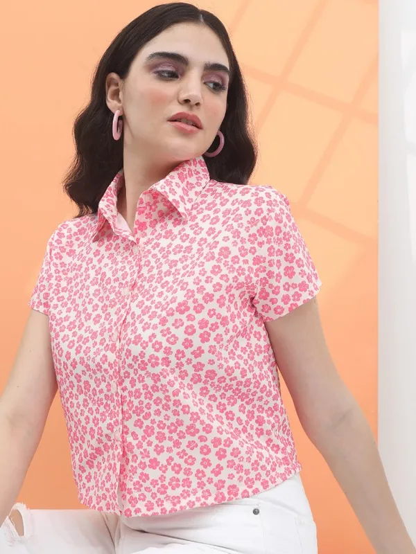  Tokyo Talkies Women Pink Printed Casual Shirts