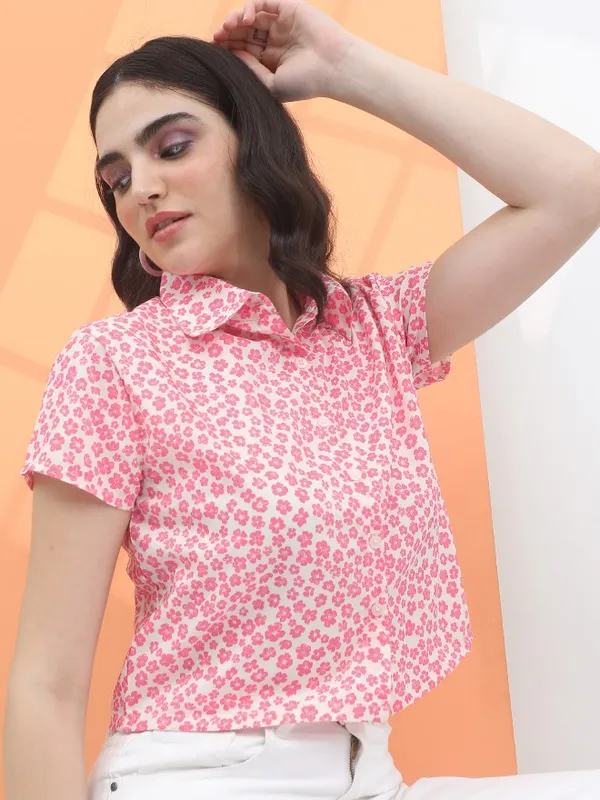  Tokyo Talkies Women Pink Printed Casual Shirts