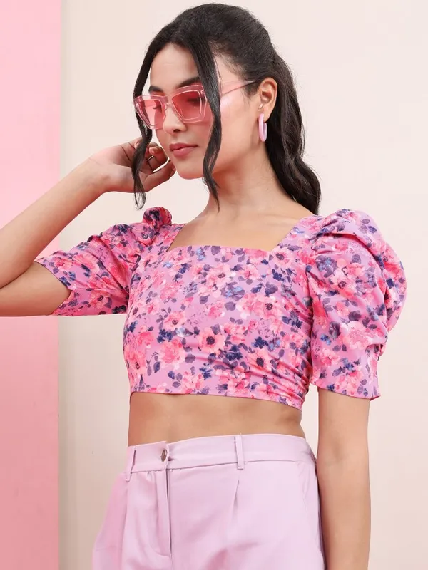  Tokyo Talkies Women Lavender Printed Regular Tops