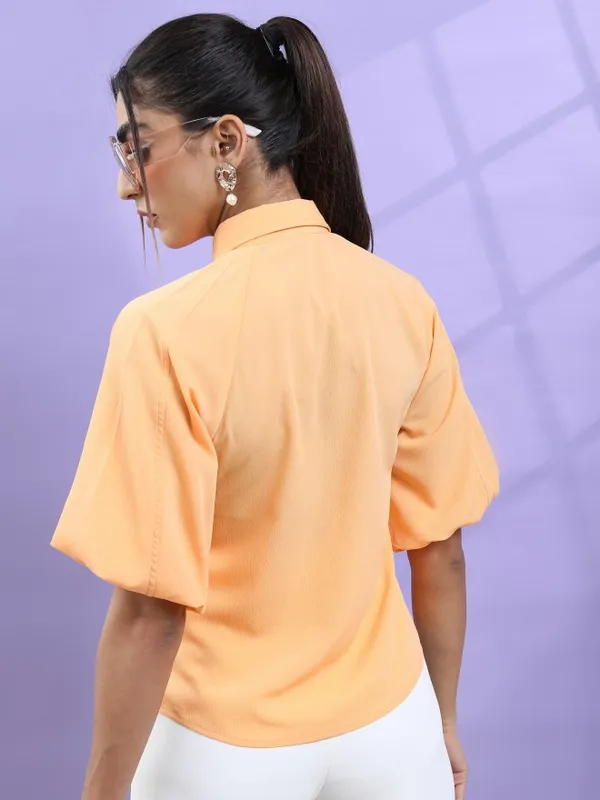 Tokyo Talkies Women Orange Solid Regular Top
