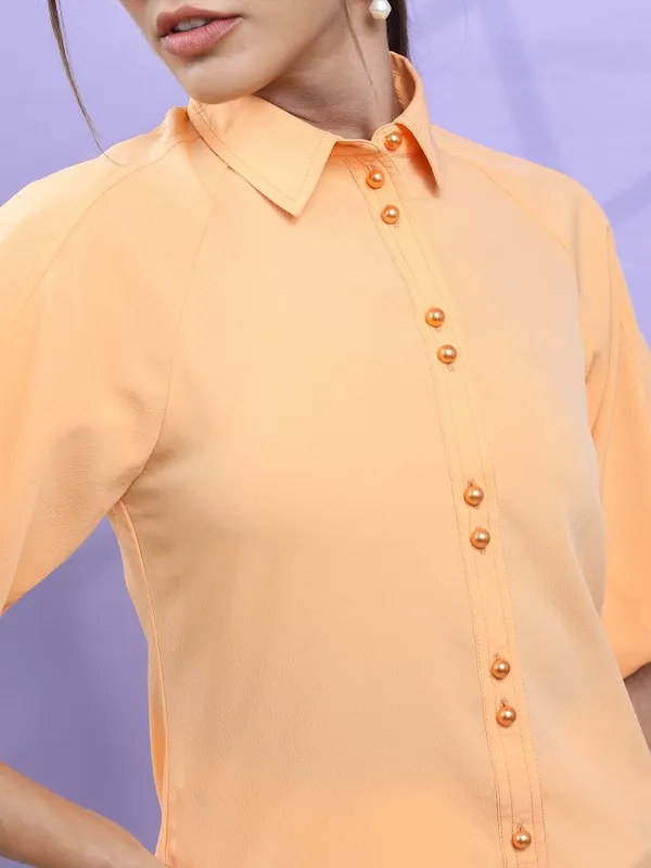 Tokyo Talkies Women Orange Solid Regular Top