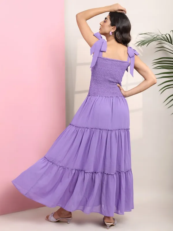  Tokyo Talkies Women Purple Solid Maxi Dresses