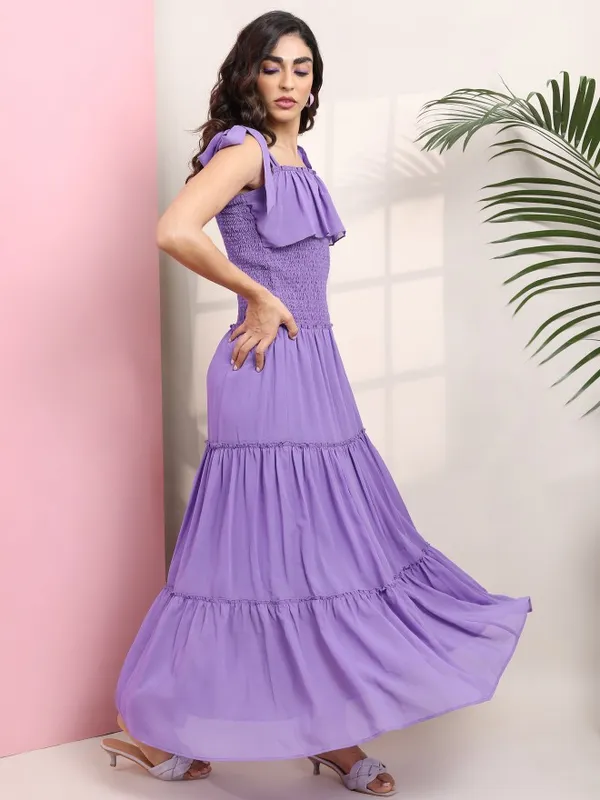  Tokyo Talkies Women Purple Solid Maxi Dresses