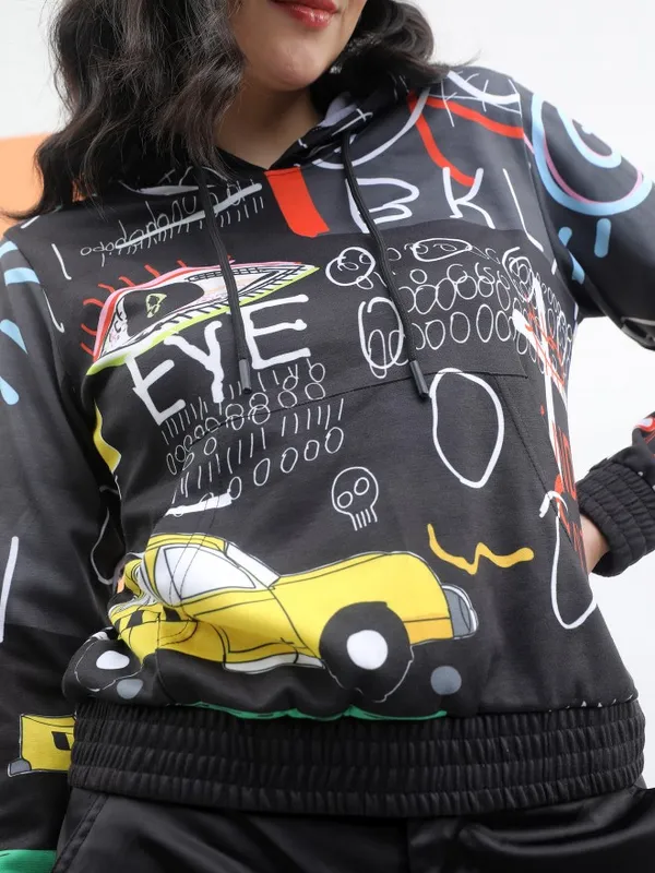  Tokyo Talkies Women Multi Printed Pullover Hood Sweatshirts