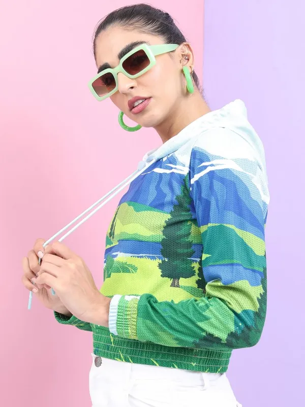  Tokyo Talkies Women Multi Printed Pullover Hood Sweatshirts