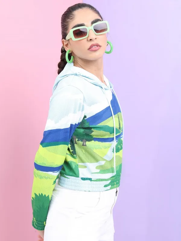  Tokyo Talkies Women Multi Printed Pullover Hood Sweatshirts