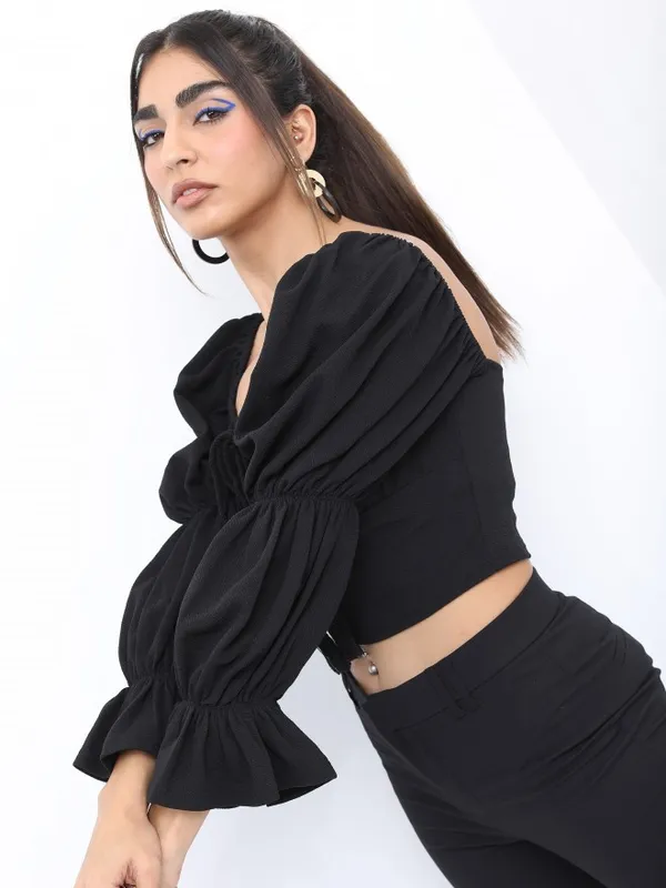  Ketch Women Black Solid Regular Tops