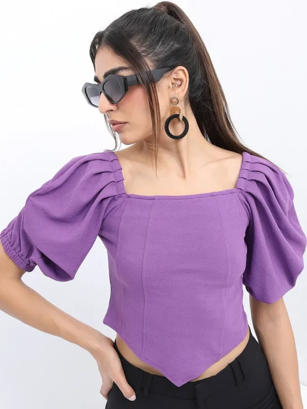  Ketch Women Purple Solid Regular Tops
